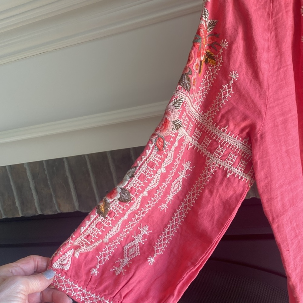 NWT Johnny Was Paola Peasant Tie Blouse in Size M - Picture 8 of 13